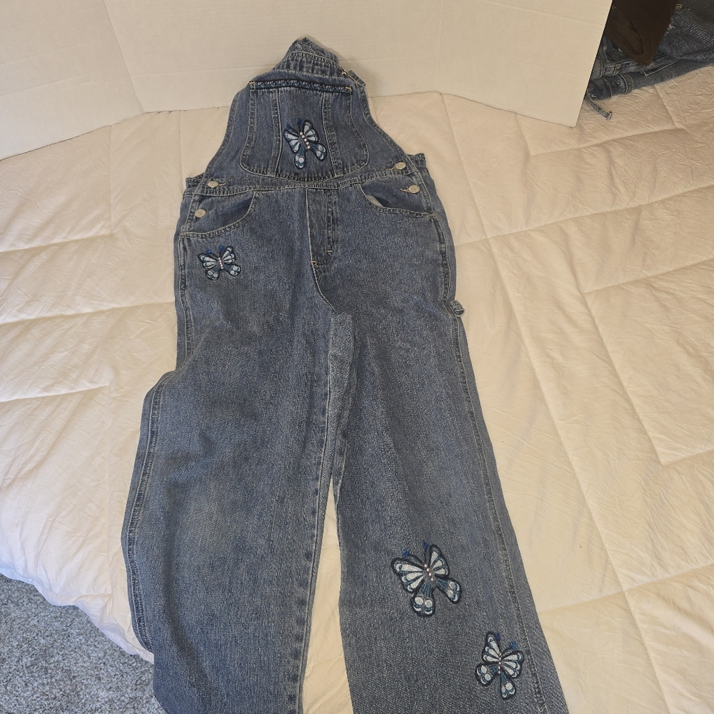 Vintage Limited Too Blue Denim Overalls with Butterfly Embroidery - Picture 2 of 5